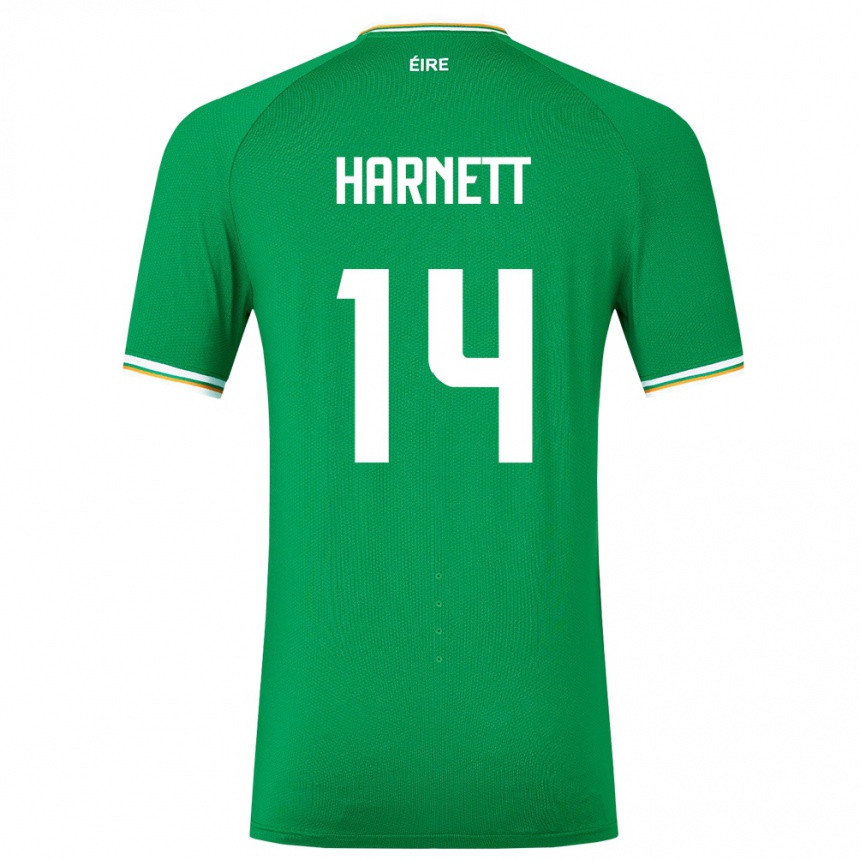 Men Football Ireland Kaylem Harnett #14 Green Home Jersey 24-26 T-Shirt Uk