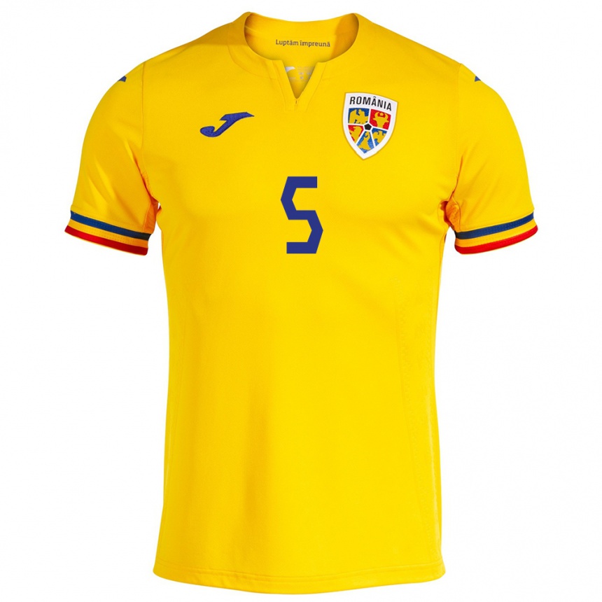 Men Football Romania Gabriel Dănuleasă #5 Yellow Home Jersey 24-26 T-Shirt Uk