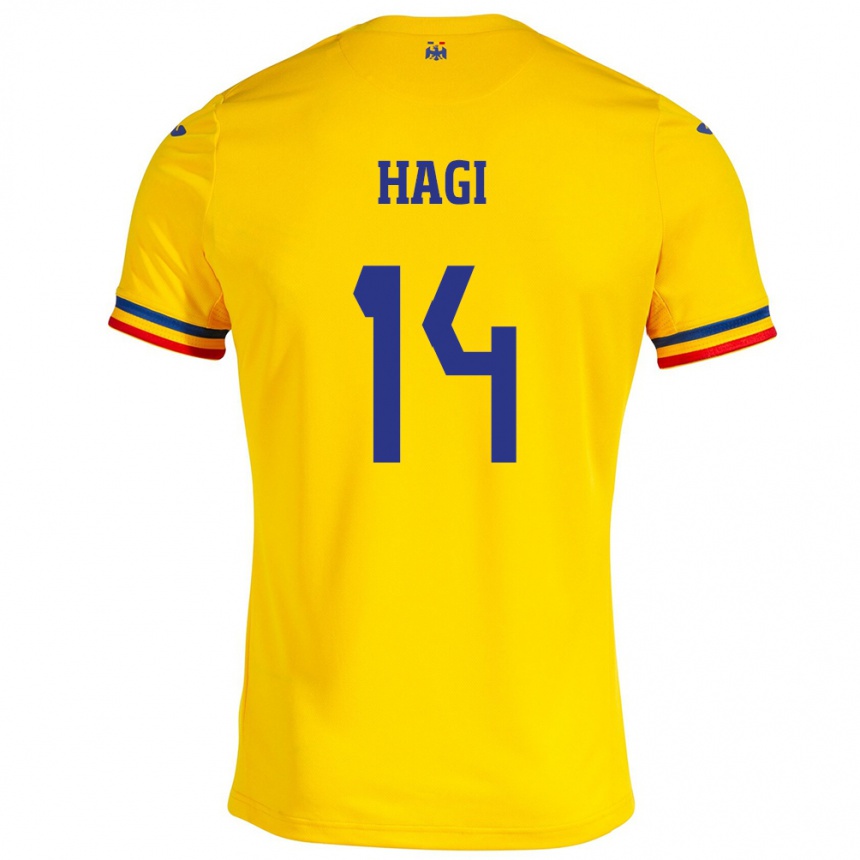 Men Football Romania Ianis Hagi #14 Yellow Home Jersey 24-26 T-Shirt Uk