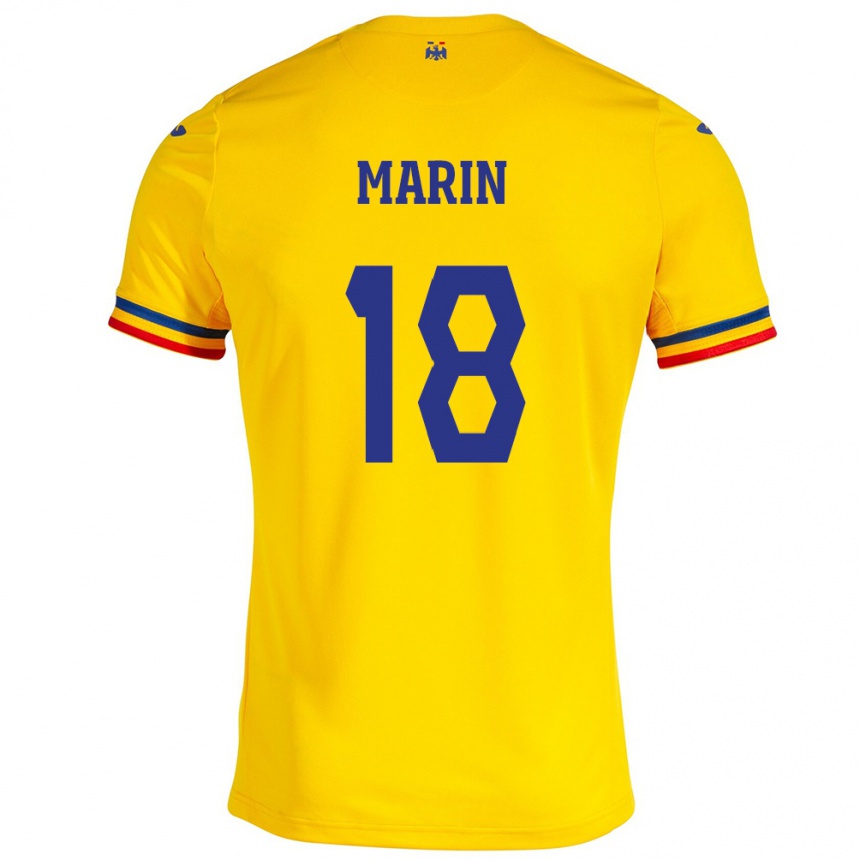 Men Football Romania Răzvan Marin #18 Yellow Home Jersey 24-26 T-Shirt Uk