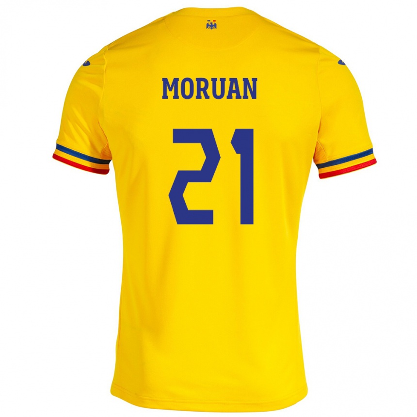 Men Football Romania Olimpiu Moruţan #21 Yellow Home Jersey 24-26 T-Shirt Uk