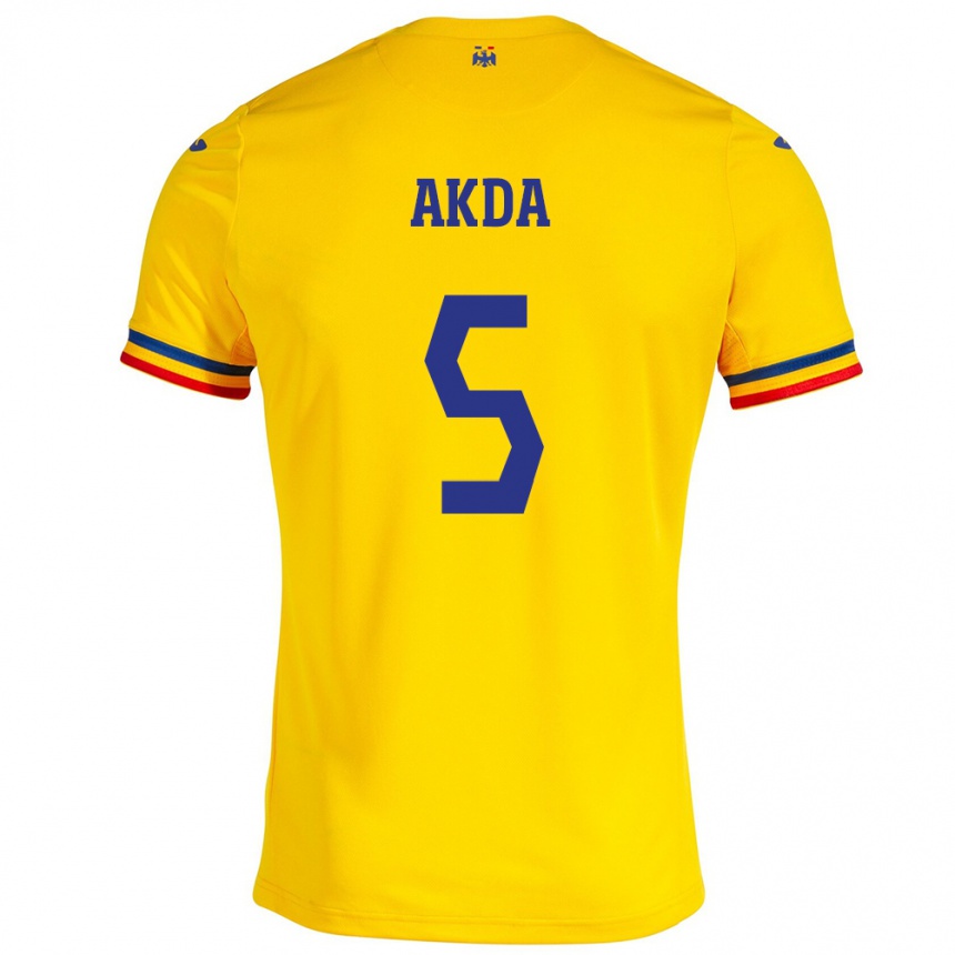 Men Football Romania Ümit Akdağ #5 Yellow Home Jersey 24-26 T-Shirt Uk