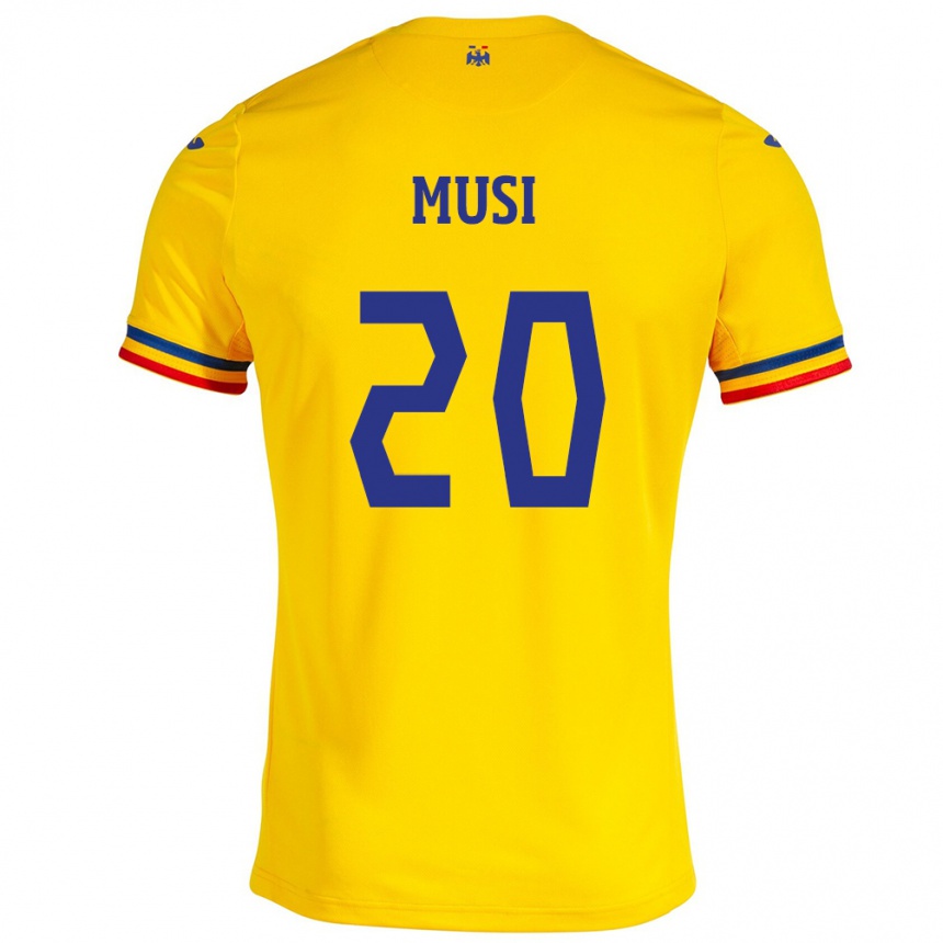 Men Football Romania Alexandru Musi #20 Yellow Home Jersey 24-26 T-Shirt Uk