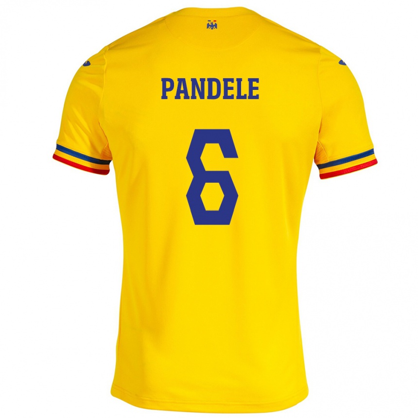 Men Football Romania Andrei Pandele #6 Yellow Home Jersey 24-26 T-Shirt Uk