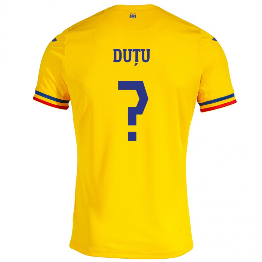 Men Football Romania Matteo Duțu #0 Yellow Home Jersey 24-26 T-Shirt Uk