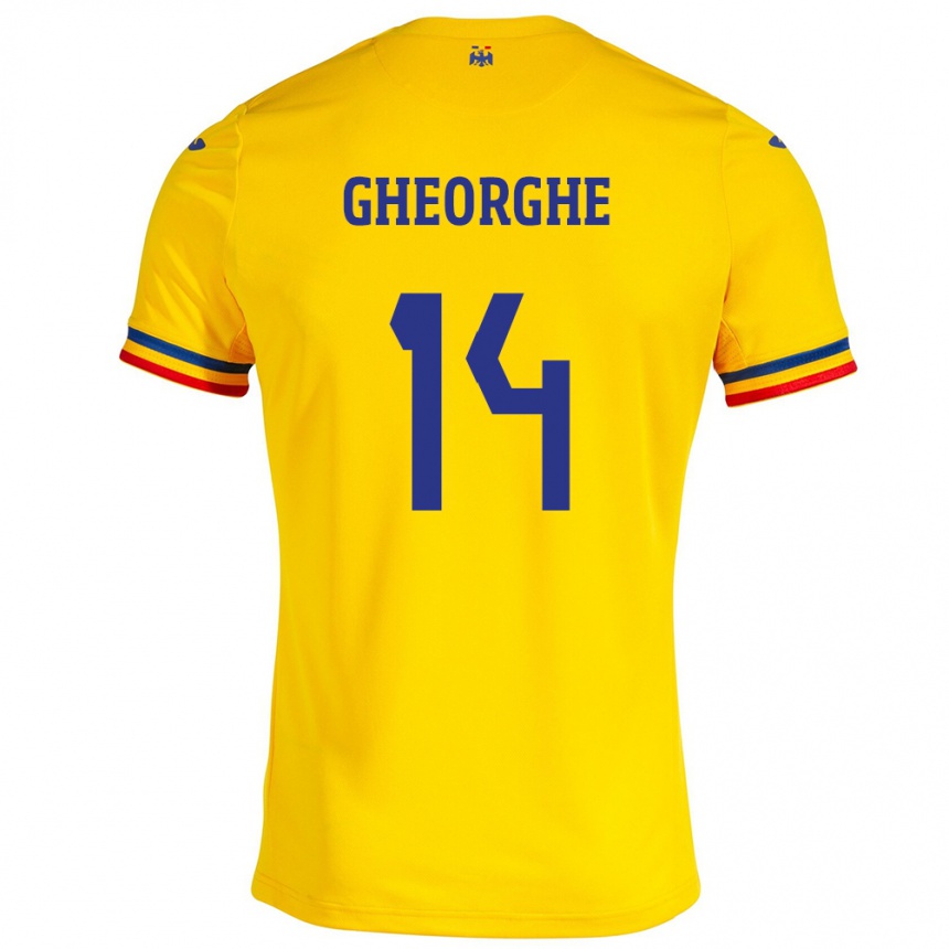 Men Football Romania Costyn Gheorghe #14 Yellow Home Jersey 24-26 T-Shirt Uk