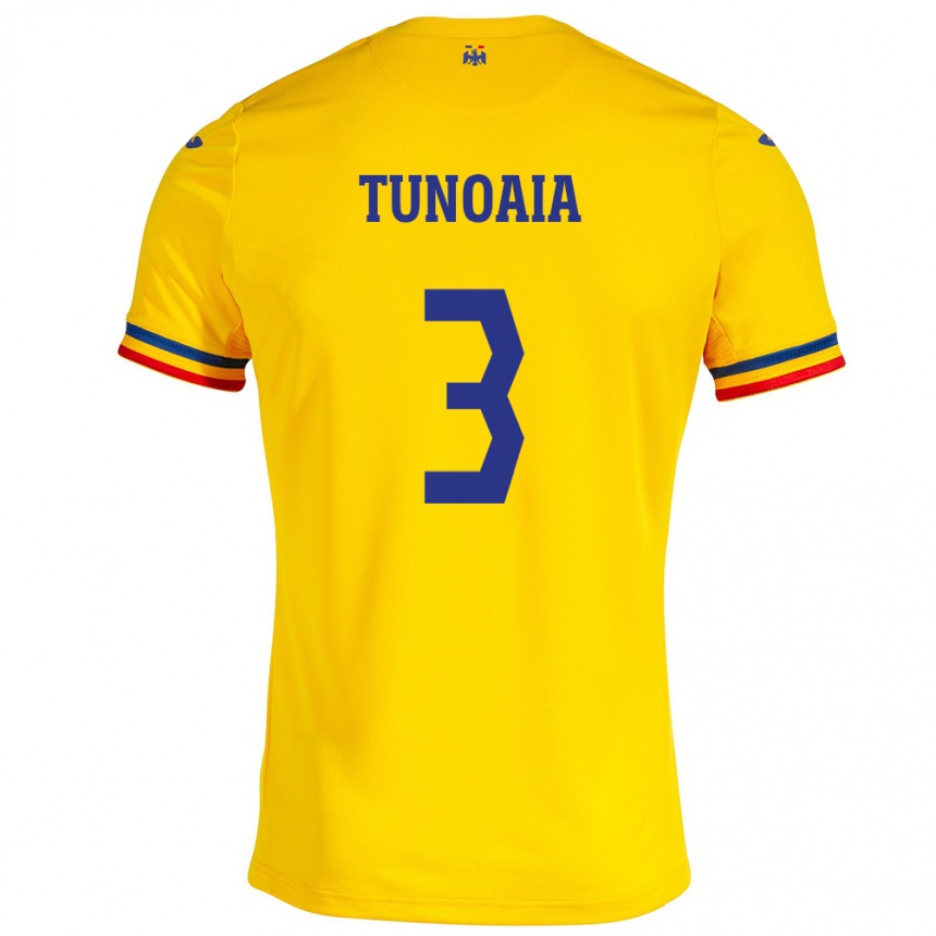 Men Football Romania Alexandra Tunoaia #3 Yellow Home Jersey 24-26 T-Shirt Uk