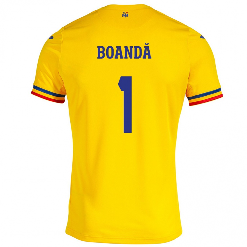 Men Football Romania Lavinia Boandă #1 Yellow Home Jersey 24-26 T-Shirt Uk