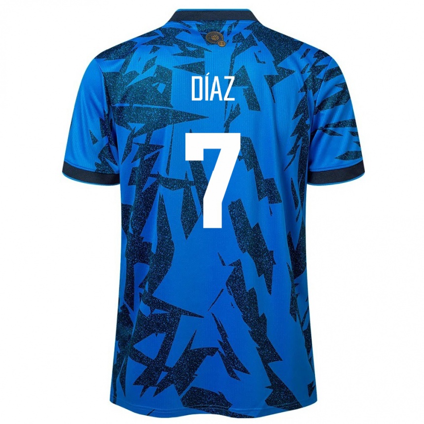 Men Football El Salvador Nelson Díaz #7 Blue Home Jersey 24-26 T-Shirt Uk