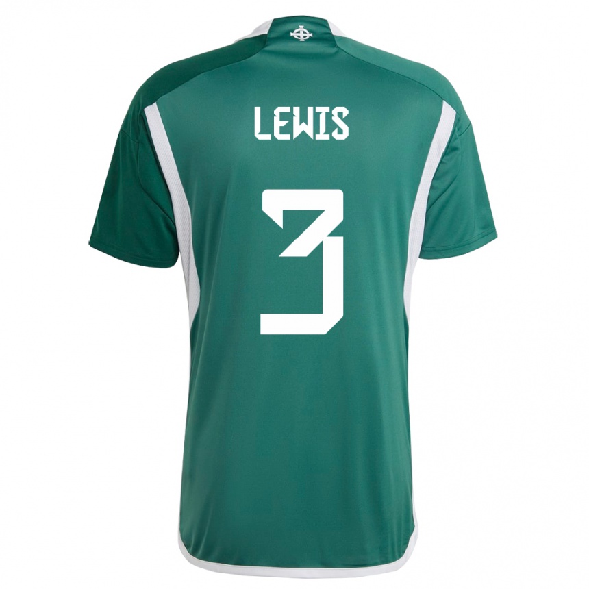 Men Football Northern Ireland Jamal Lewis #3 Green Home Jersey 24-26 T-Shirt Uk