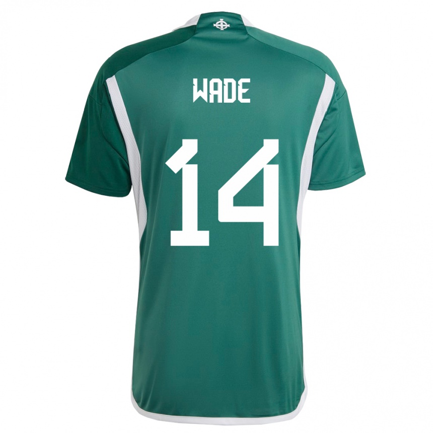 Men Football Northern Ireland Lauren Wade #14 Green Home Jersey 24-26 T-Shirt Uk