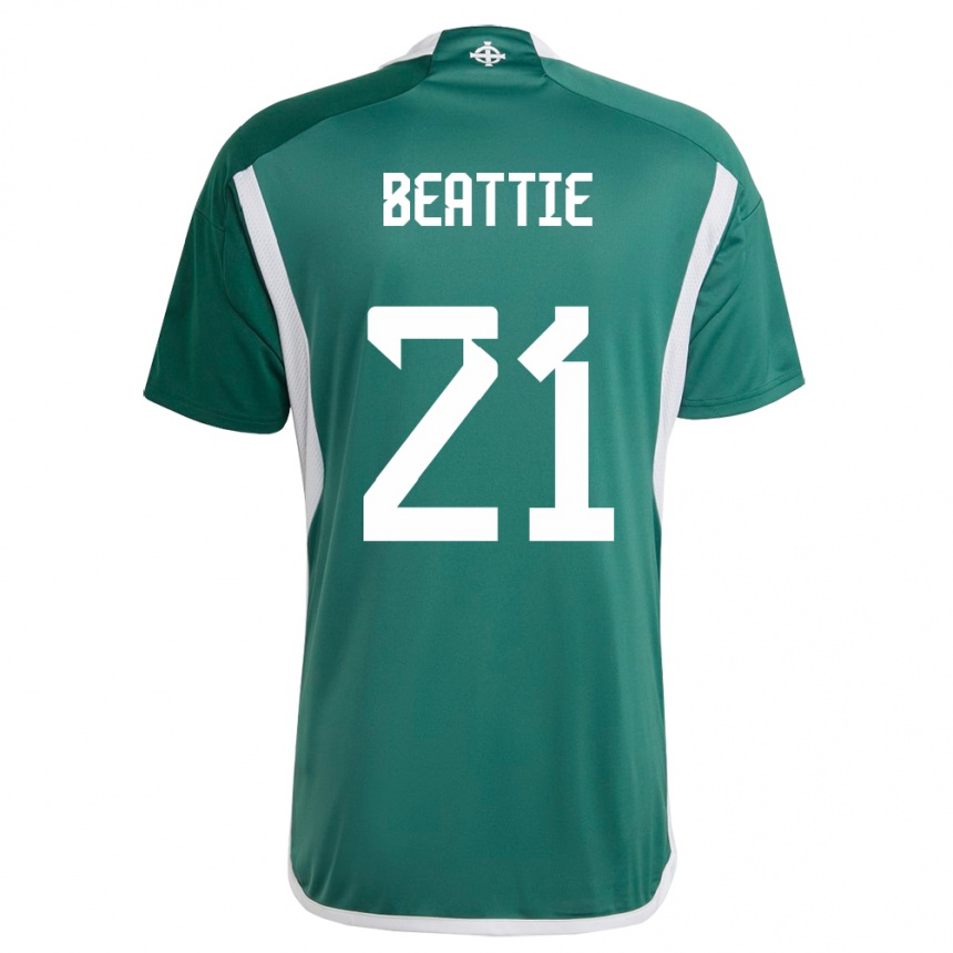 Men Football Northern Ireland Kerry Beattie #21 Green Home Jersey 24-26 T-Shirt Uk