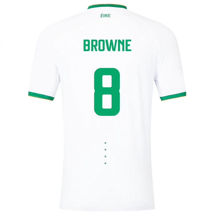 Men Football Ireland Alan Browne #8 White Away Jersey 24-26 T-Shirt Uk