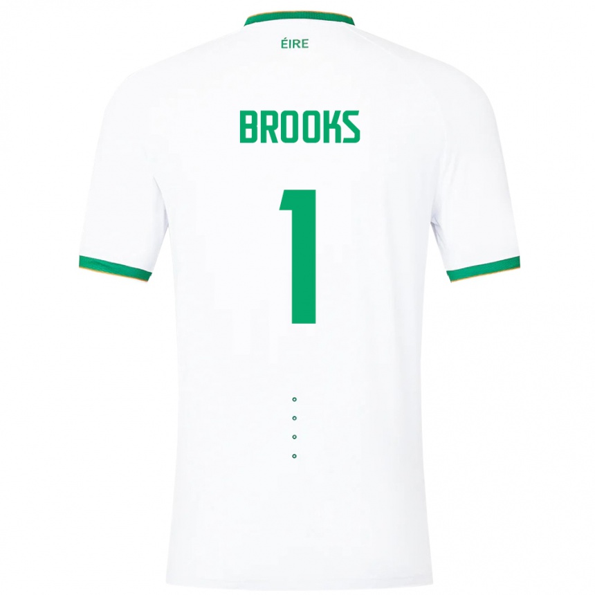 Men Football Ireland Tiernan Brooks #1 White Away Jersey 24-26 T-Shirt Uk