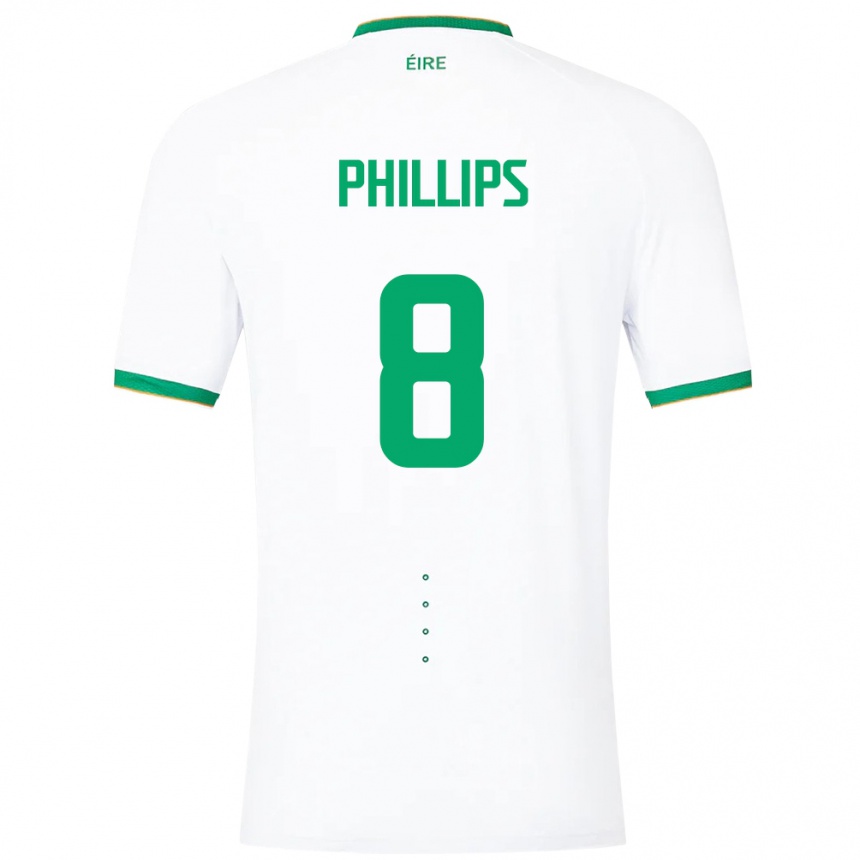 Men Football Ireland Killian Phillips #8 White Away Jersey 24-26 T-Shirt Uk