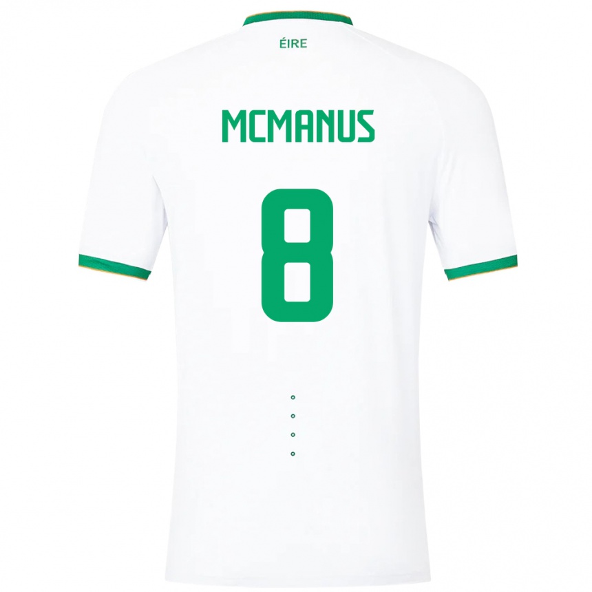 Men Football Ireland James Mcmanus #8 White Away Jersey 24-26 T-Shirt Uk