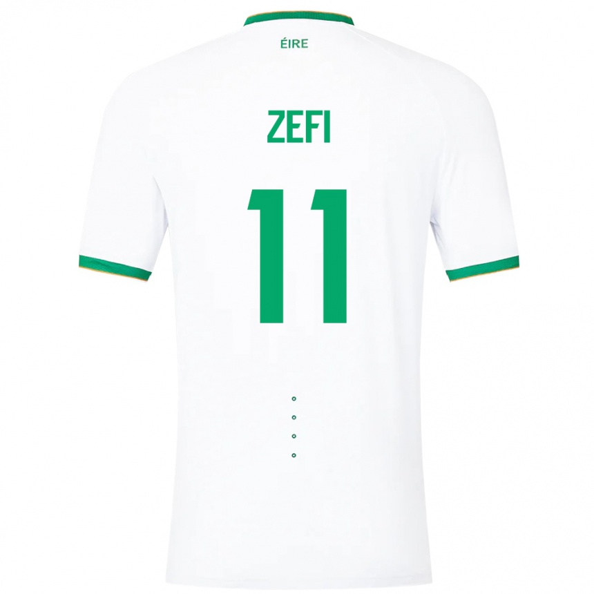 Men Football Ireland Kevin Zefi #11 White Away Jersey 24-26 T-Shirt Uk