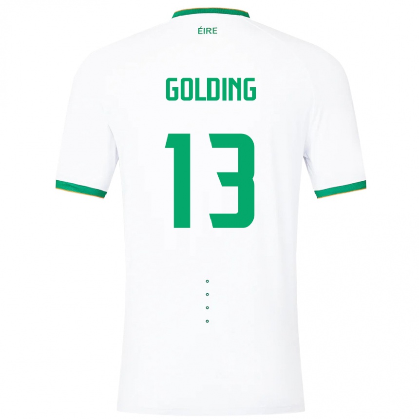 Men Football Ireland James Golding #13 White Away Jersey 24-26 T-Shirt Uk