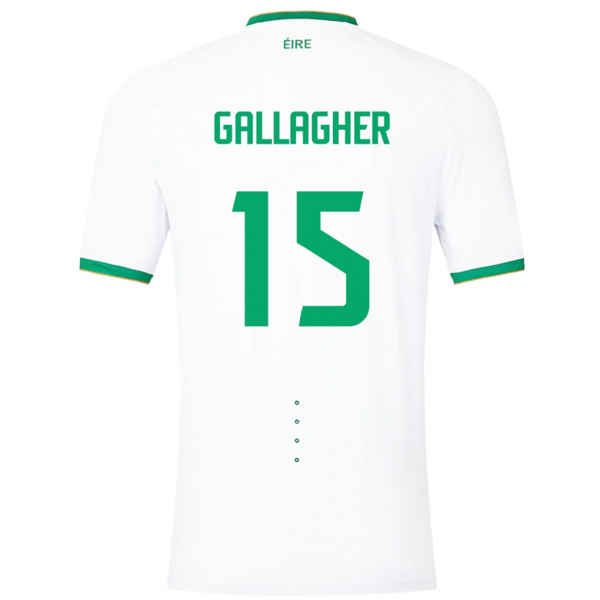 Men Football Ireland Oisín Gallagher #15 White Away Jersey 24-26 T-Shirt Uk