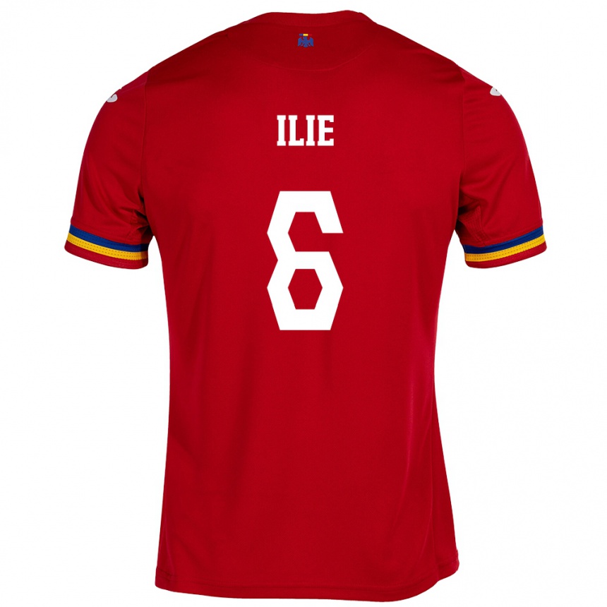 Men Football Romania Matei Ilie #6 Red Away Jersey 24-26 T-Shirt Uk