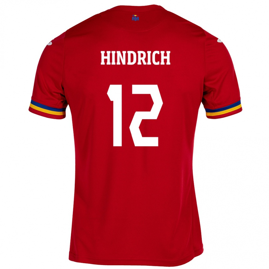 Men Football Romania Otto Hindrich #12 Red Away Jersey 24-26 T-Shirt Uk