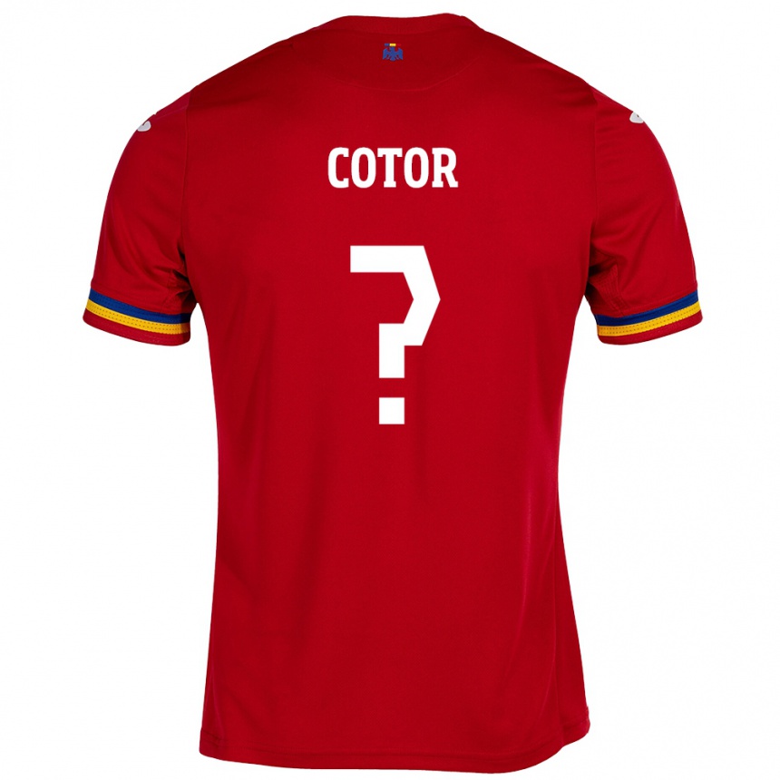 Men Football Romania Eduard Cotor #0 Red Away Jersey 24-26 T-Shirt Uk