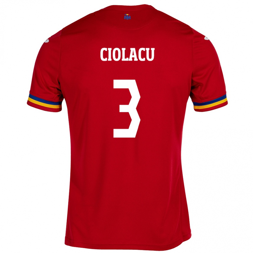 Men Football Romania Mihaela Ciolacu #3 Red Away Jersey 24-26 T-Shirt Uk