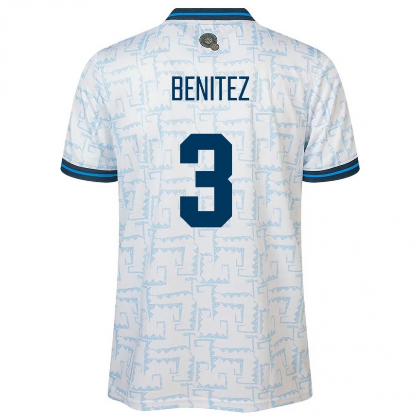 Men Football El Salvador Carolina Benitez #3 White Away Jersey 24-26 T-Shirt Uk