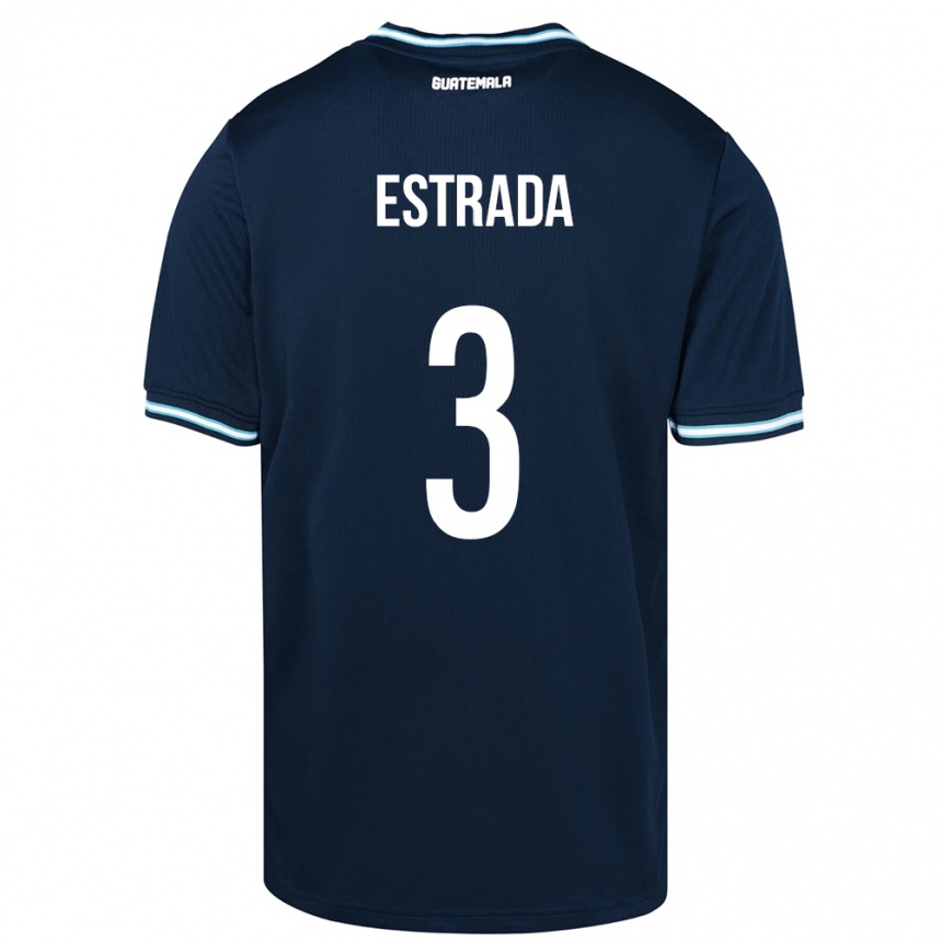 Men Football Guatemala Carlos Estrada #3 Blue Away Jersey 24-26 T-Shirt Uk