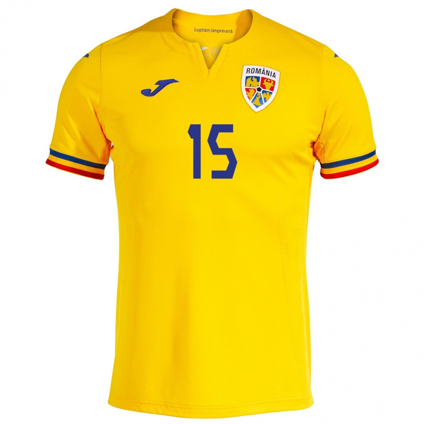 Women Football Romania Sergiu Rimovecz #15 Yellow Home Jersey 24-26 T-Shirt Uk