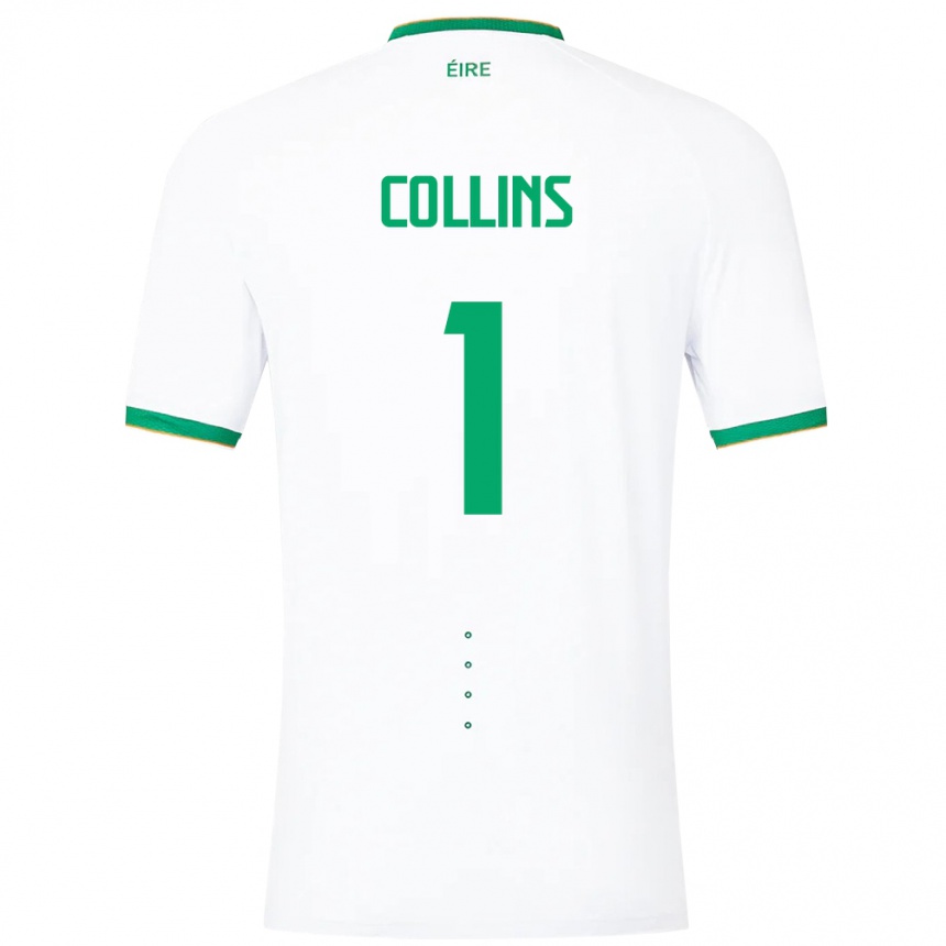 Women Football Ireland Joe Collins #1 White Away Jersey 24-26 T-Shirt Uk