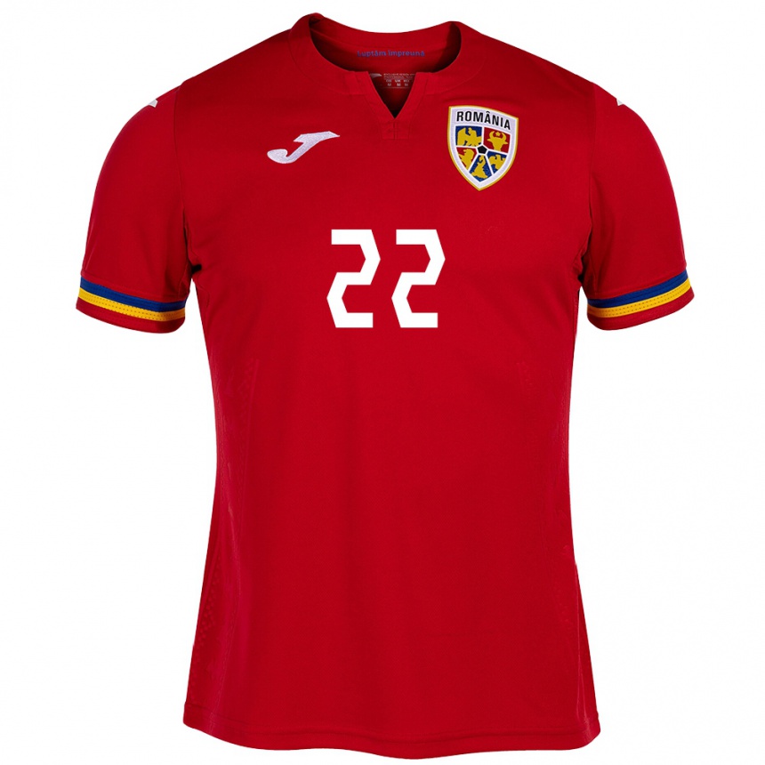 Women Football Romania Vladislav Blănuță #22 Red Away Jersey 24-26 T-Shirt Uk