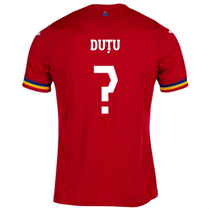 Women Football Romania Matteo Duțu #0 Red Away Jersey 24-26 T-Shirt Uk