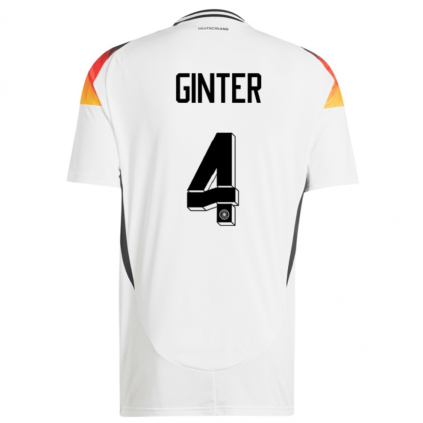 Kids Football Germany Matthias Ginter #4 White Home Jersey 24-26 T-Shirt Uk