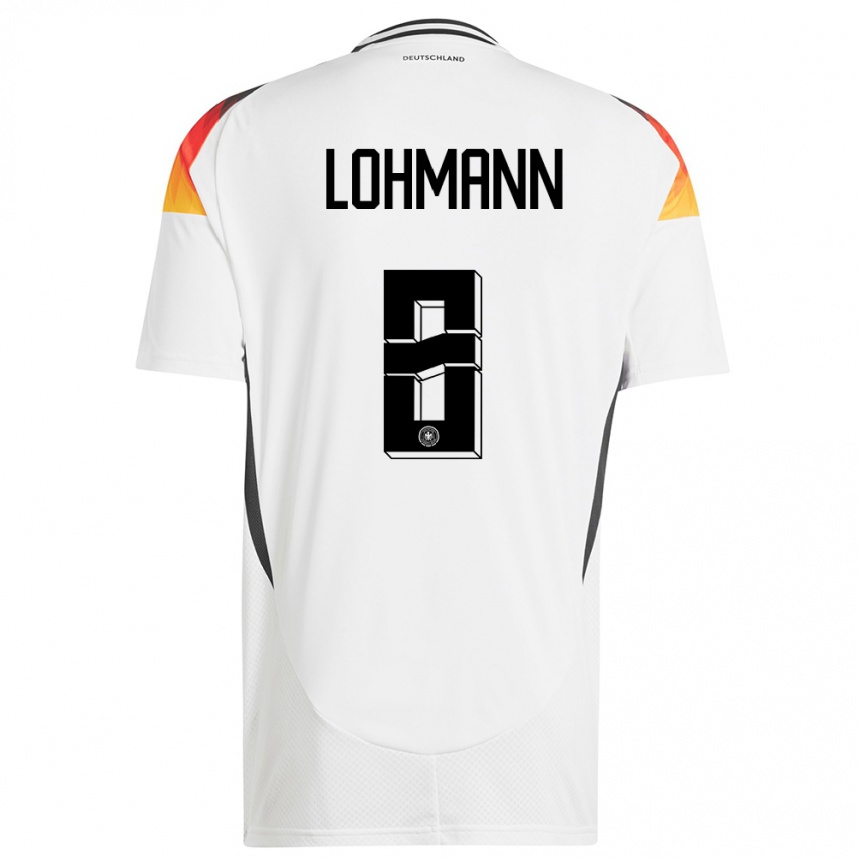 Kids Football Germany Sydney Lohmann #8 White Home Jersey 24-26 T-Shirt Uk