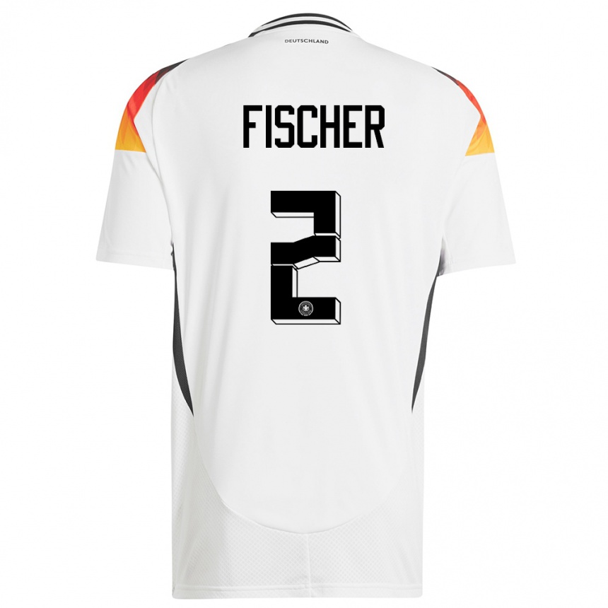 Kids Football Germany Kilian Fischer #2 White Home Jersey 24-26 T-Shirt Uk