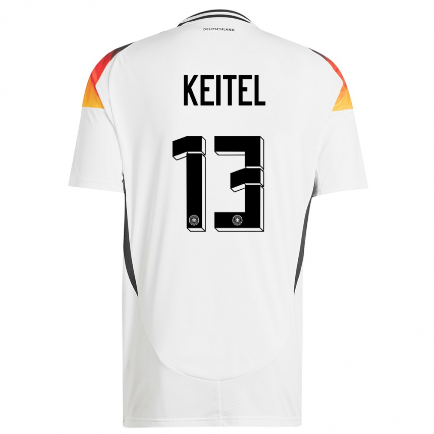 Kids Football Germany Yannik Keitel #13 White Home Jersey 24-26 T-Shirt Uk