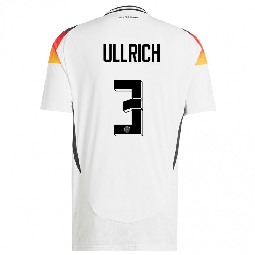 Kids Football Germany Lukas Ullrich #3 White Home Jersey 24-26 T-Shirt Uk