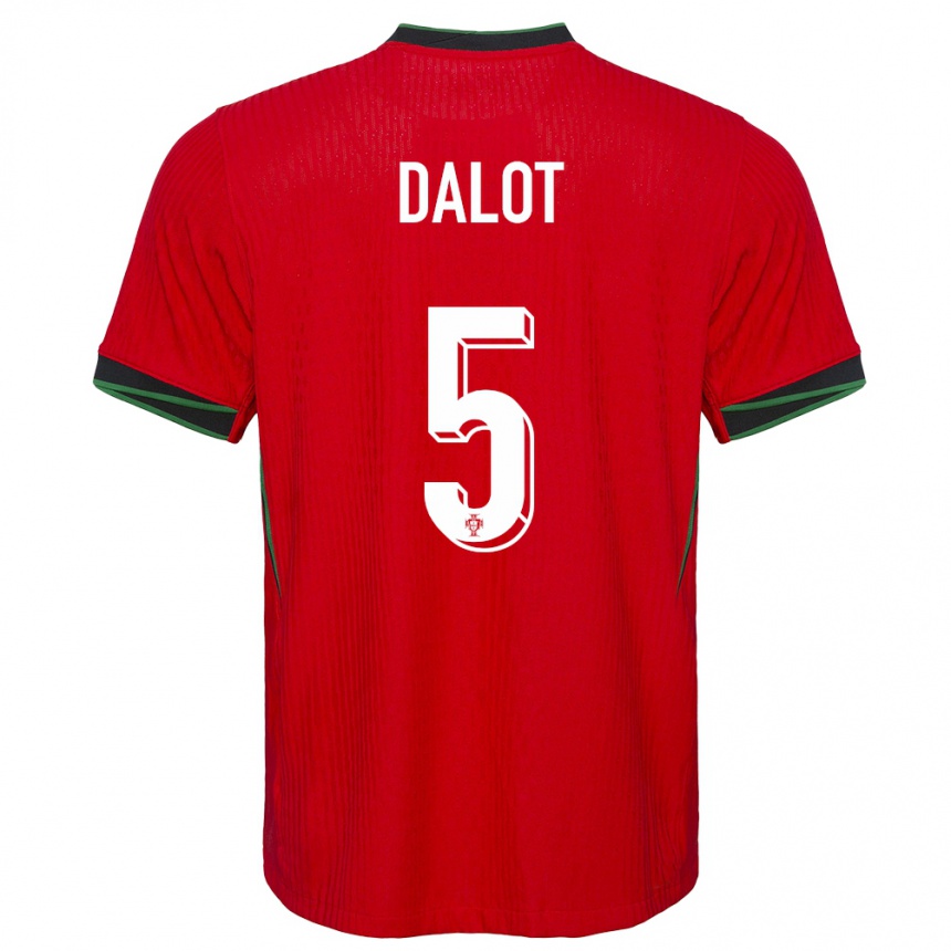 Kids Football Portugal Diogo Dalot #5 Red Home Jersey 24-26 T-Shirt Uk