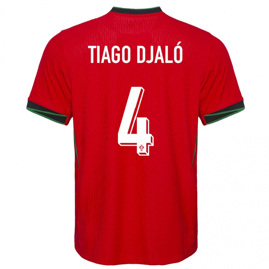 Kids Football Portugal Tiago Djalo #4 Red Home Jersey 24-26 T-Shirt Uk