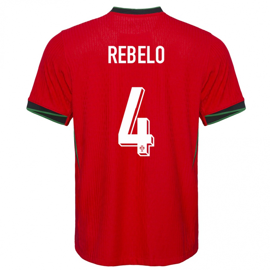 Kids Football Portugal Silvia Rebelo #4 Red Home Jersey 24-26 T-Shirt Uk