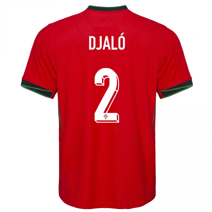 Kids Football Portugal Tiago Djalo #2 Red Home Jersey 24-26 T-Shirt Uk