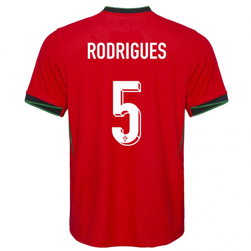 Kids Football Portugal Rafael Rodrigues #5 Red Home Jersey 24-26 T-Shirt Uk