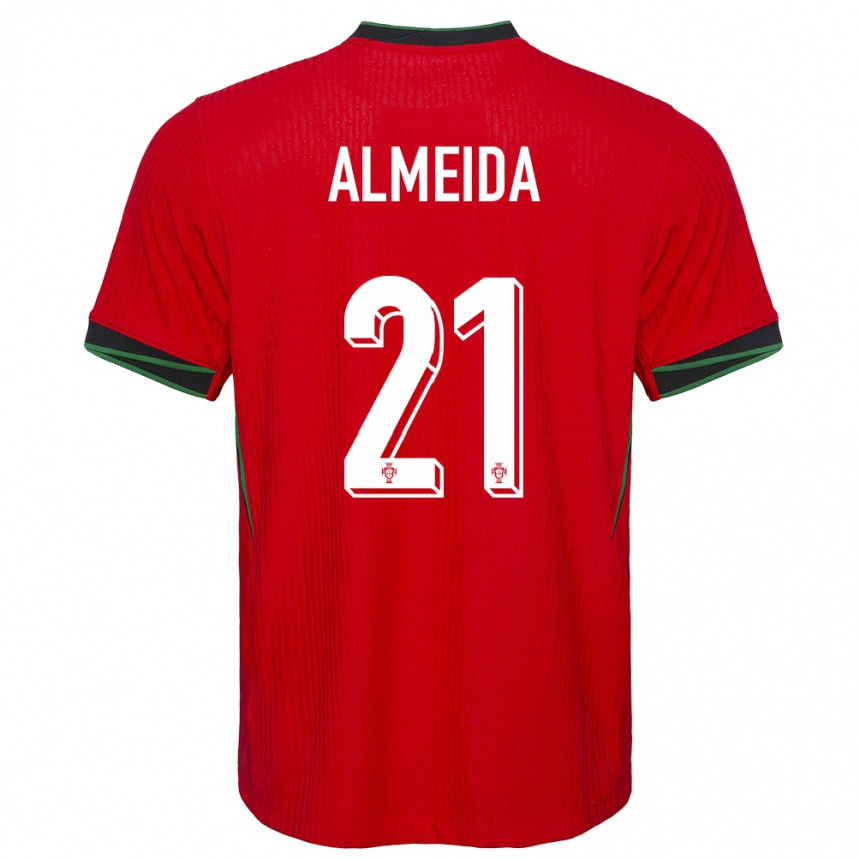 Kids Football Portugal Andre Almeida #21 Red Home Jersey 24-26 T-Shirt Uk