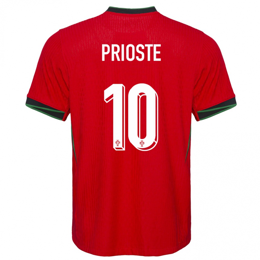 Kids Football Portugal Diogo Prioste #10 Red Home Jersey 24-26 T-Shirt Uk