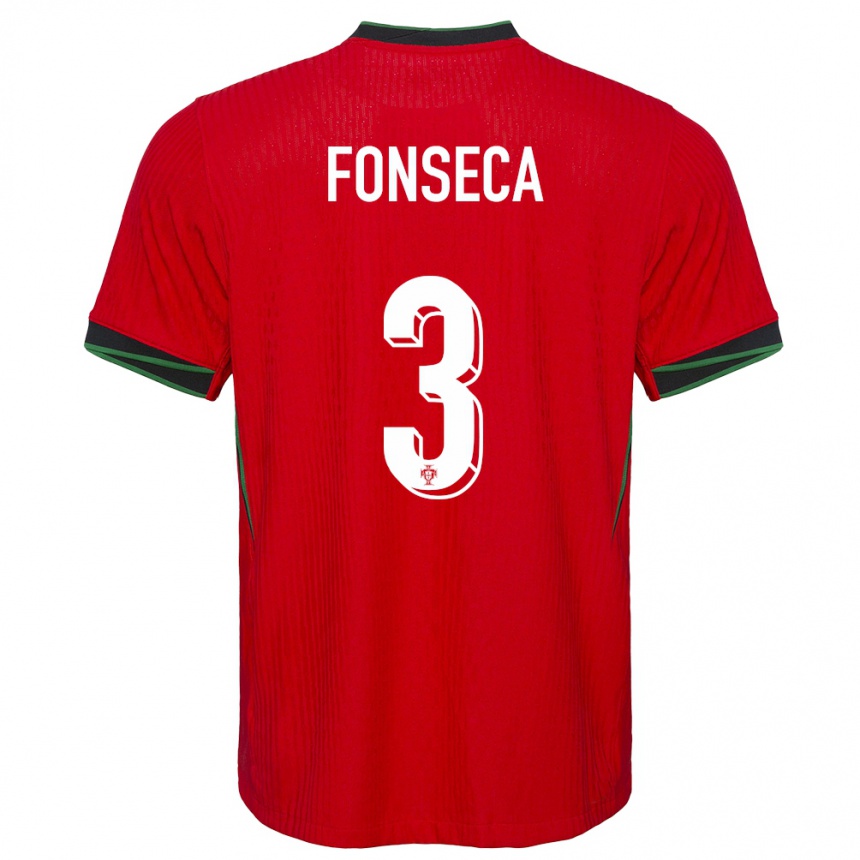 Kids Football Portugal Joao Fonseca #3 Red Home Jersey 24-26 T-Shirt Uk