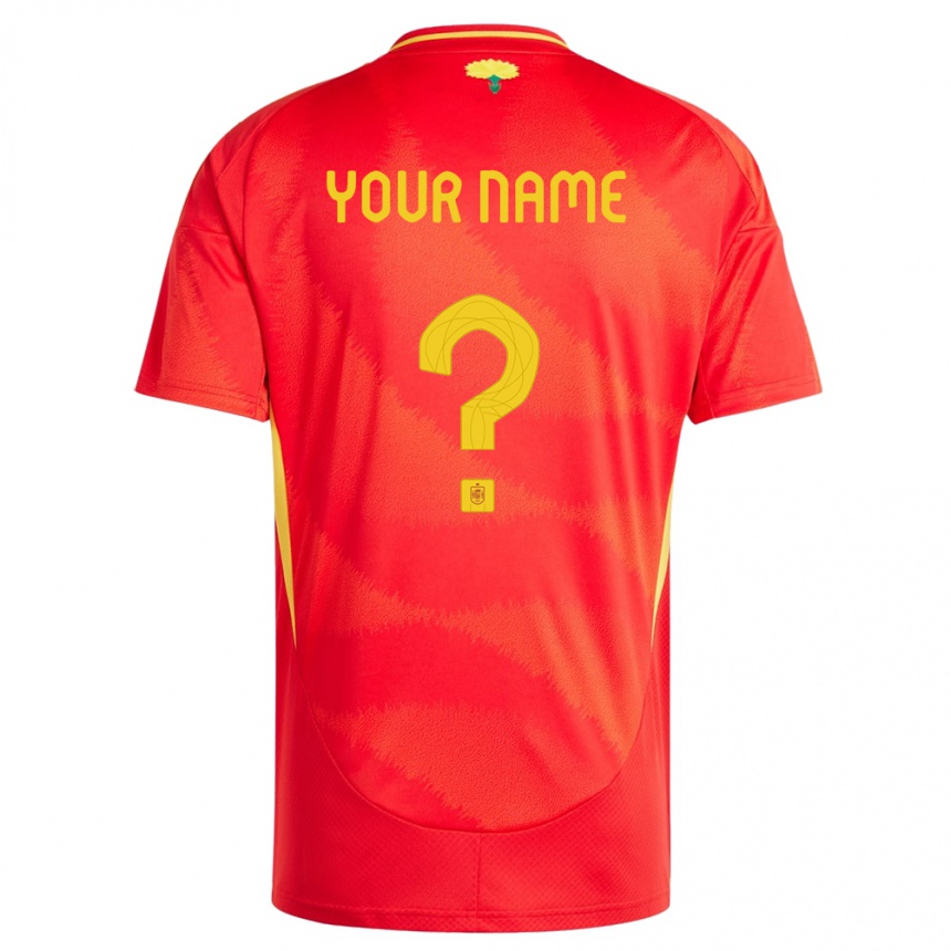 Kids Football Spain Your Name #0 Red Home Jersey 24-26 T-Shirt Uk