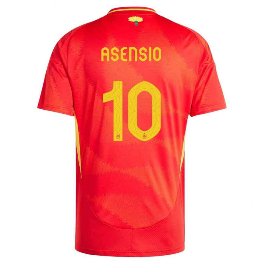 Kids Football Spain Marco Asensio #10 Red Home Jersey 24-26 T-Shirt Uk