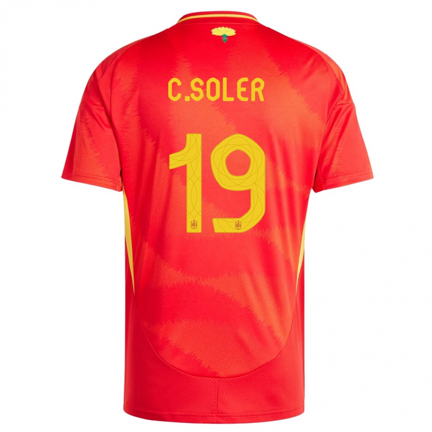 Kids Football Spain Carlos Soler #19 Red Home Jersey 24-26 T-Shirt Uk