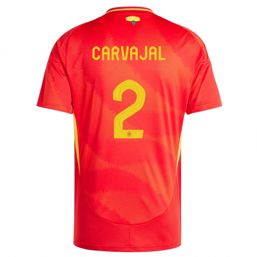 Kids Football Spain Daniel Carvajal #2 Red Home Jersey 24-26 T-Shirt Uk